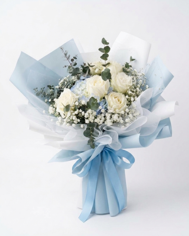 Buket Bunga Mawar dan Hydrangea