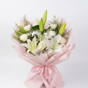 Buket Bunga Lili dan Mawar