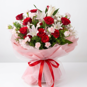Buket Bunga Mawar dan Lili