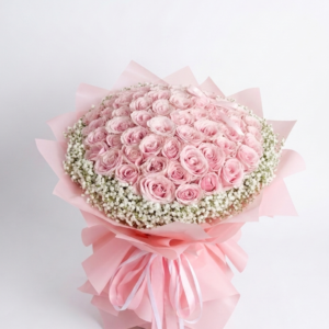 Buket Bunga Mawar Pink 60 tangkai