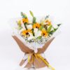 Buket Bunga Mawar Putih dan Sunflower