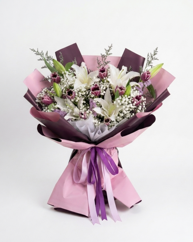 Buket Bunga Lili dan Tulip