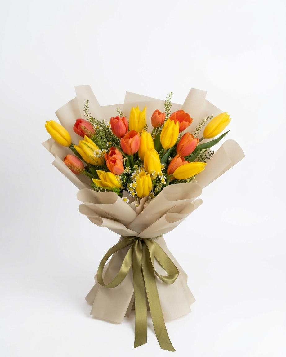 Buket Bunga Tulip Kuning dan Orange