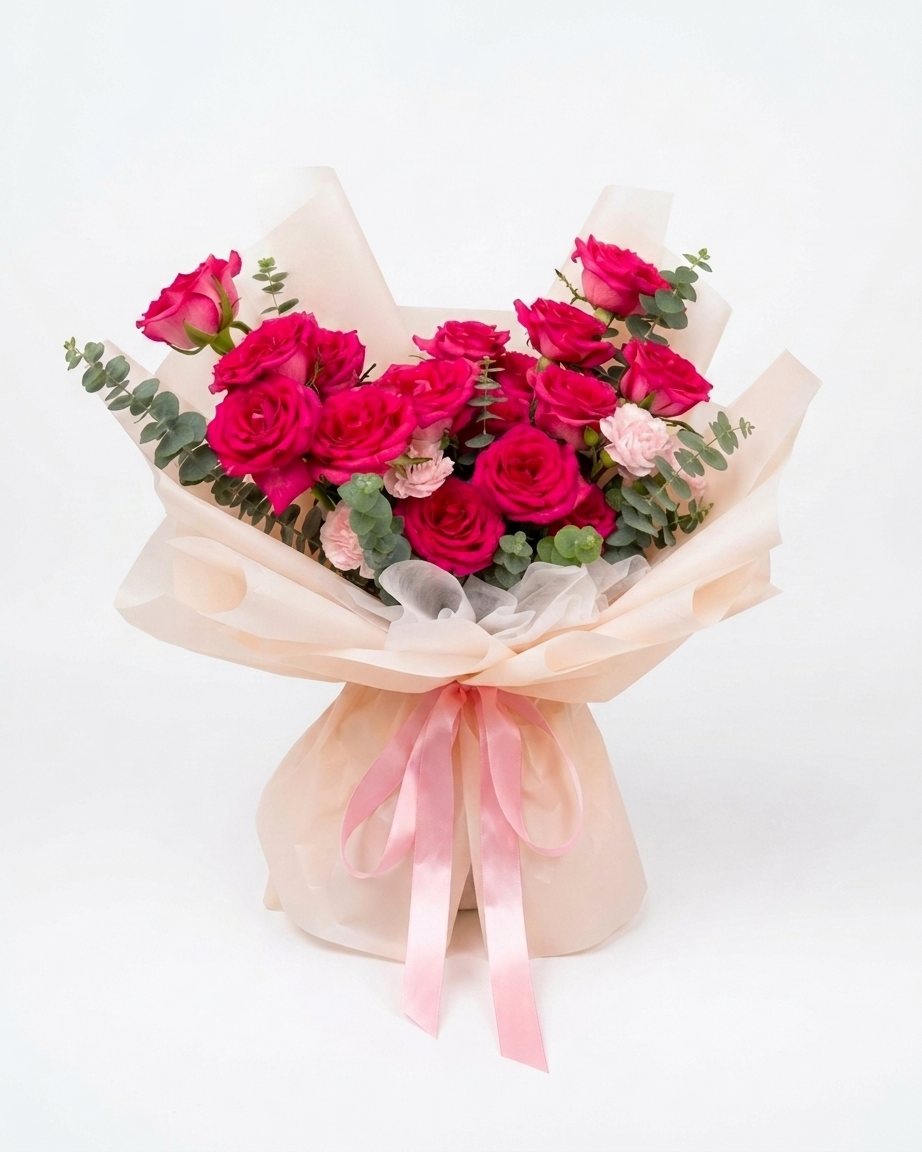 Buket Bunga Mawar Fuschia