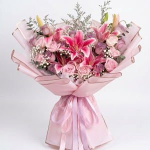 Buket Bunga Mawar dan Lili