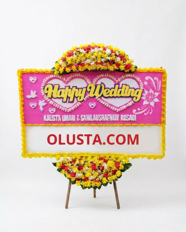 Papan Bunga Happy Wedding