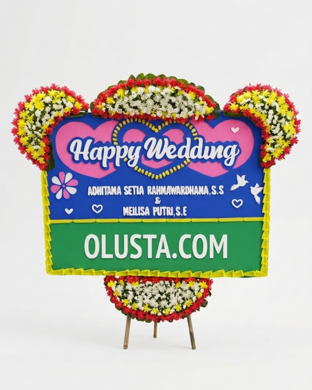 Papan Bunga Happy Wedding