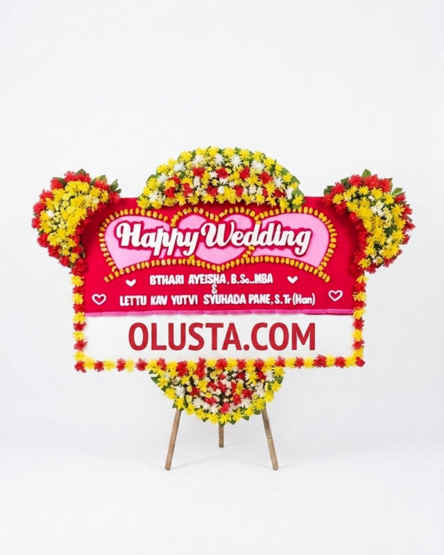 Papan Bunga Happy Wedding