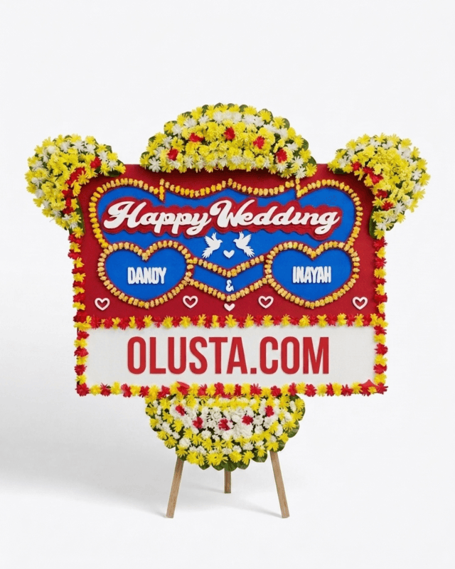 Papan Bunga Happy Wedding