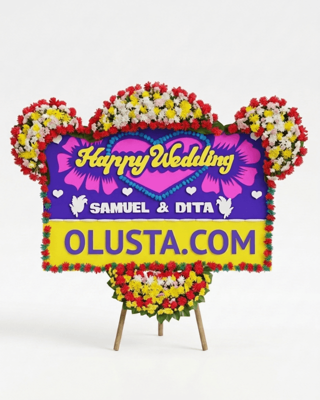 Papan Bunga Happy Wedding