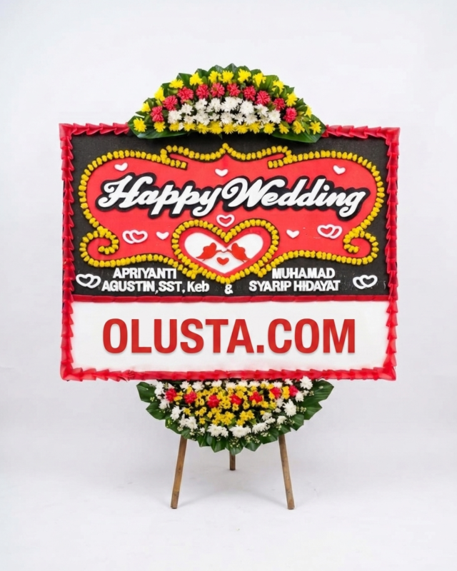 Papan Bunga Happy Wedding