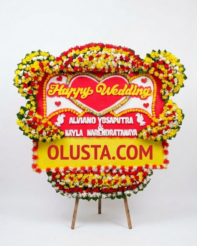 Papan Bunga Happy Wedding