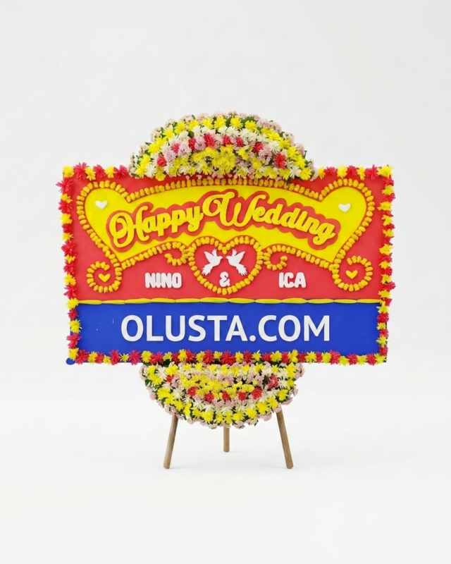 Papan Bunga Happy Wedding