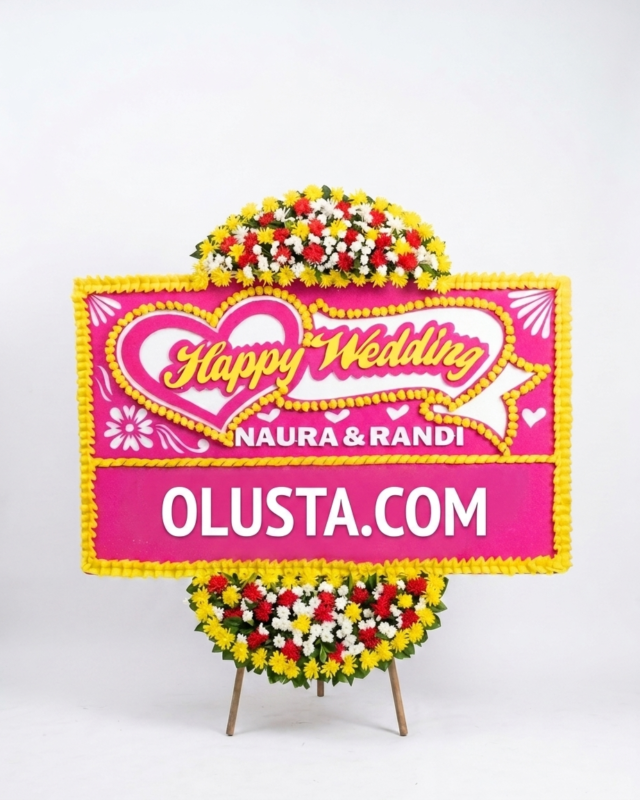 Papan Bunga Happy Wedding