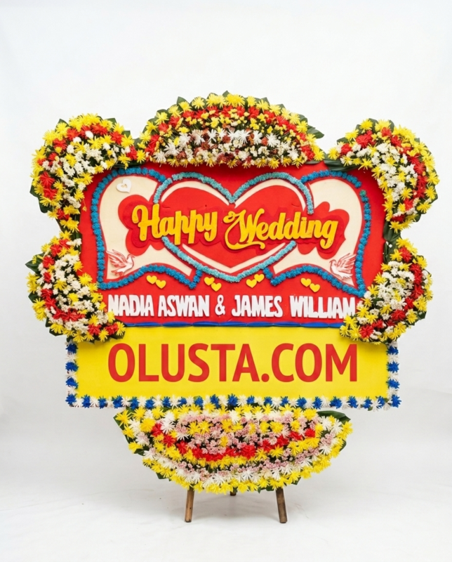 Papan Bunga Happy Wedding