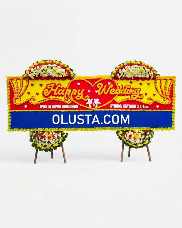 Papan Bunga Happy Wedding