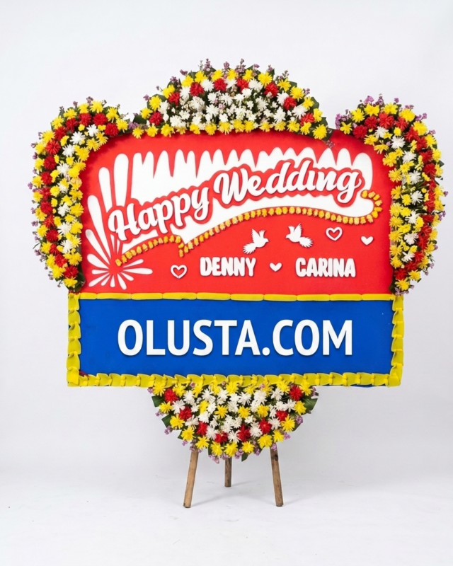 Papan Bunga Happy Wedding