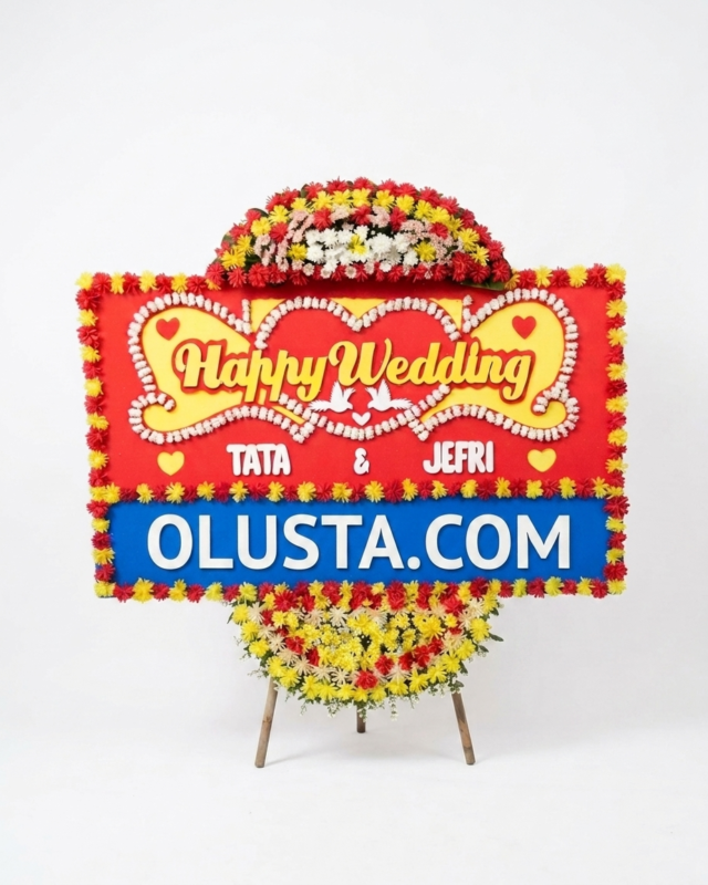 Papan Bunga Happy Wedding