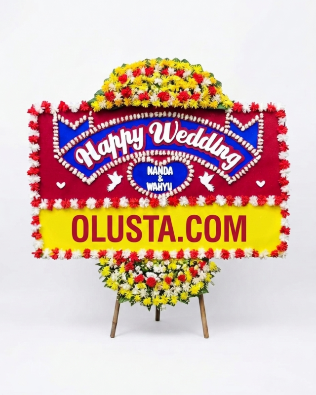 Papan Bunga Happy Wedding