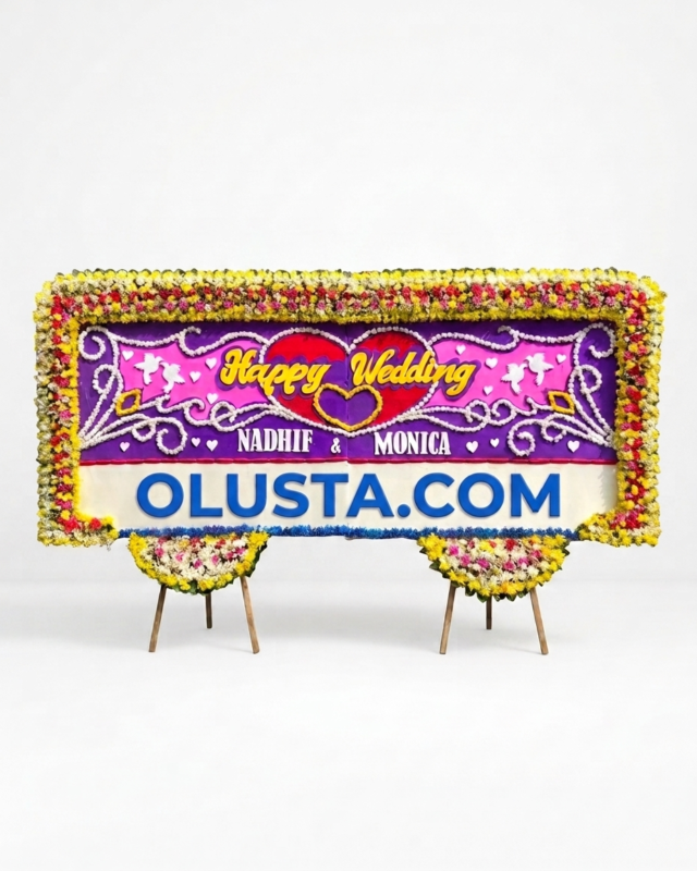 Papan Bunga Happy Wedding